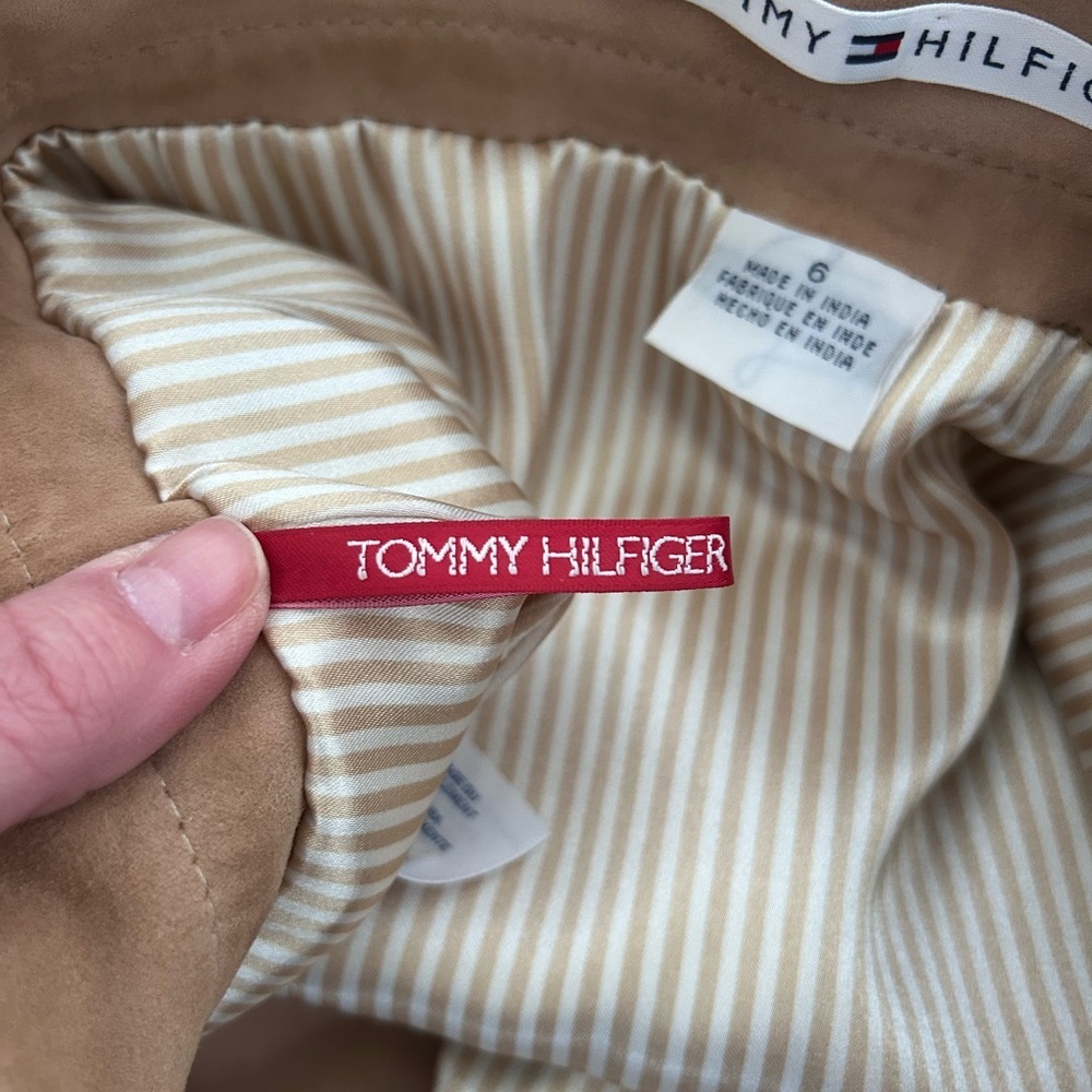 Tommy Hilfiger Vintage 100% Suede Leather Button-Front Tan A-Line Skirt Size 6 - Picture 12 of 12